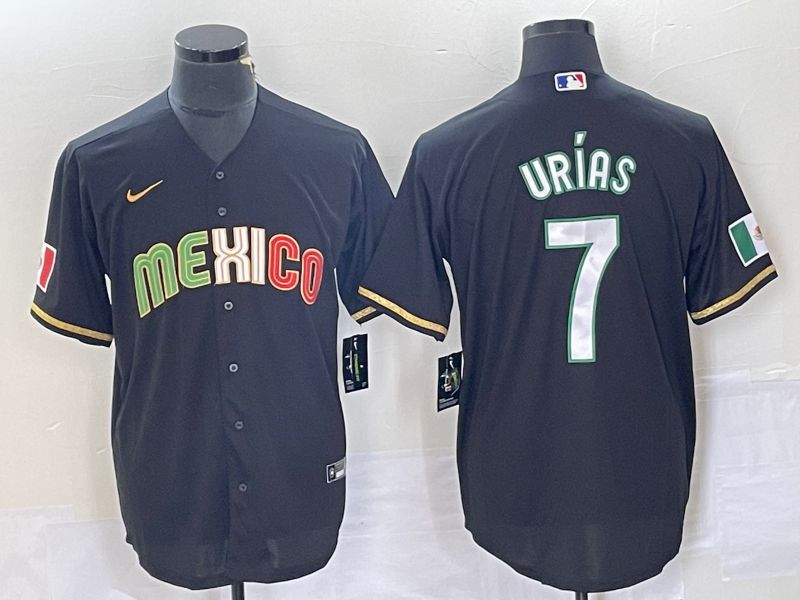 Men 2023 World Cub Mexico 7 Urias Black Nike MLB Jersey style 91828